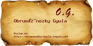 Obrusánszky Gyula névjegykártya
